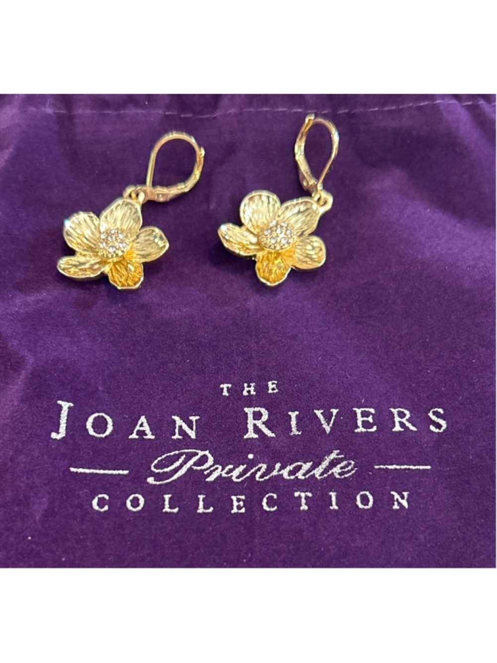 Women's Joan Rivers Gold Tone Flower Drop Earrings with Clear Stones, One Size